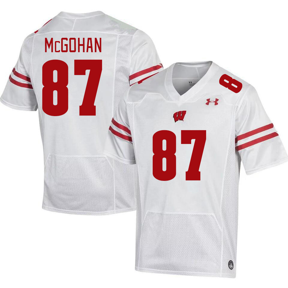 Men #87 Jackson McGohan Wisconsin Badgers College Football Jerseys Stitched-White